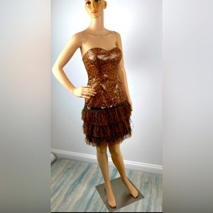 New with Tags leopard Print sequined Ruffle layered dress sz 6. Gorgeous!!